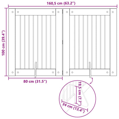 Foldable Dog Gate with Stands 2 pcs Old Wood 160.5 cm
