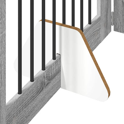 Foldable Dog Gate with Stands 4 pcs Grey Sonoma 321 cm
