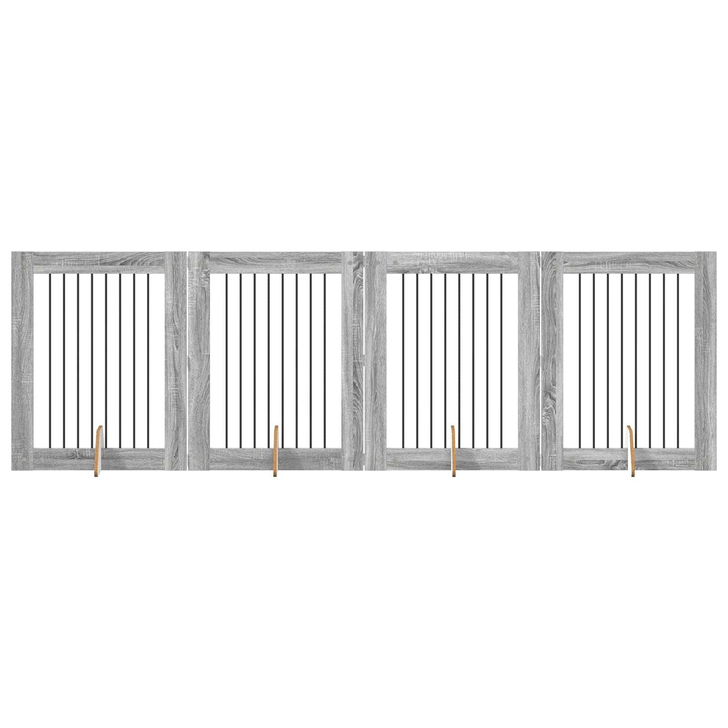 Foldable Dog Gate with Stands 4 pcs Grey Sonoma 321 cm