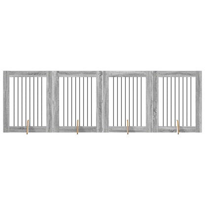 Foldable Dog Gate with Stands 4 pcs Grey Sonoma 321 cm