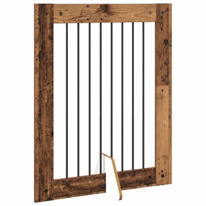 Foldable Dog Gate with Stands 4 pcs Old Wood 321 cm
