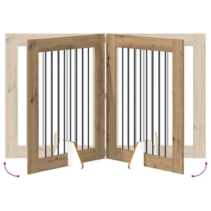 Foldable Dog Gate with Stands 4 pcs Artisan Oak 321 cm