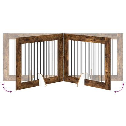 Foldable Dog Gate with Stands 2 pcs Smoked Oak 200.5 cm