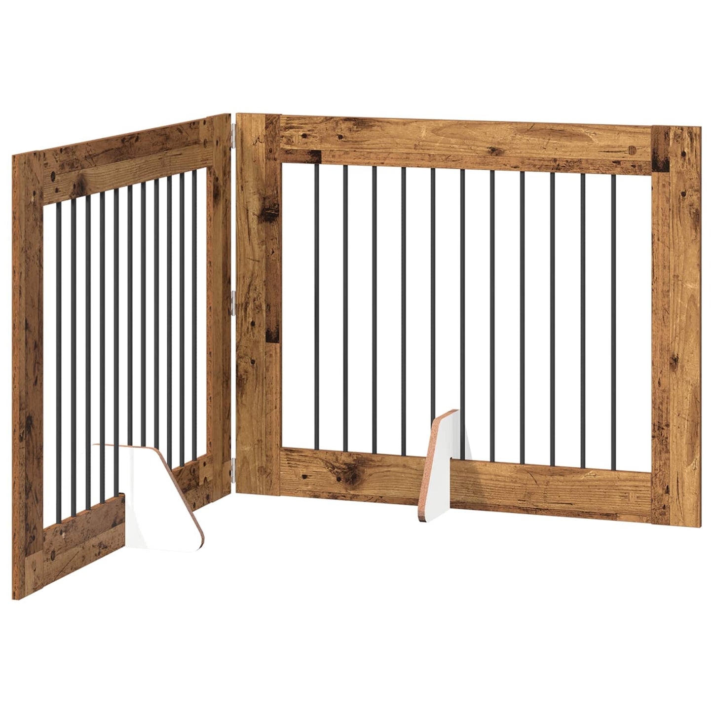 Foldable Dog Gate with Stands 2 pcs Old Wood 200.5 cm