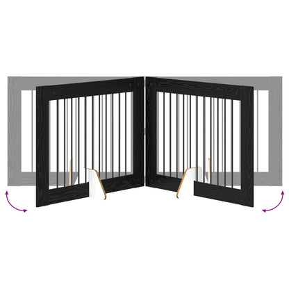 Foldable Dog Gate with Stands 4 pcs Black Oak 401 cm