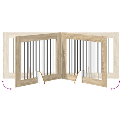 Foldable Dog Gate with Stands 4 pcs Sonoma Oak 401 cm