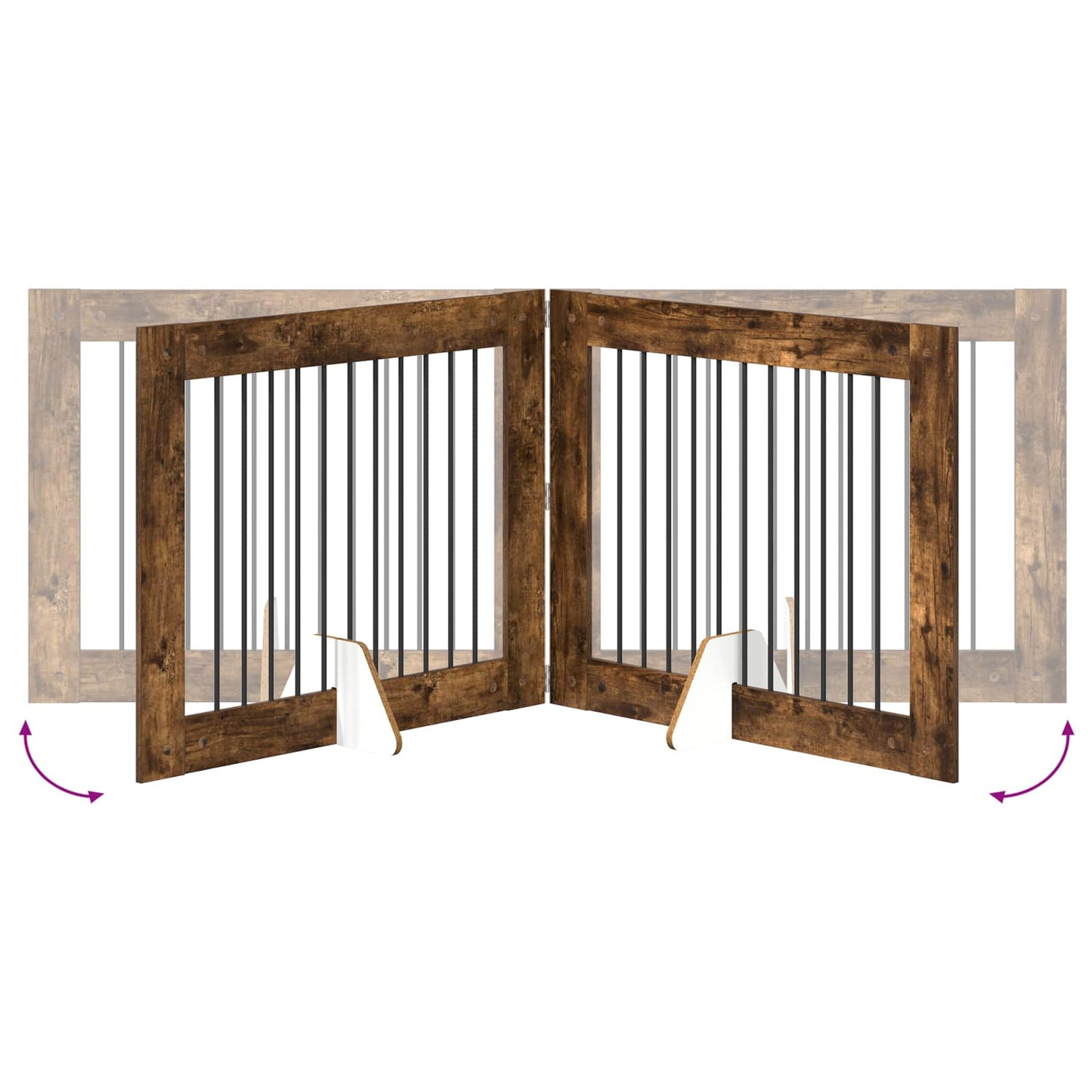 Foldable Dog Gate with Stands 4 pcs Smoked Oak 401 cm