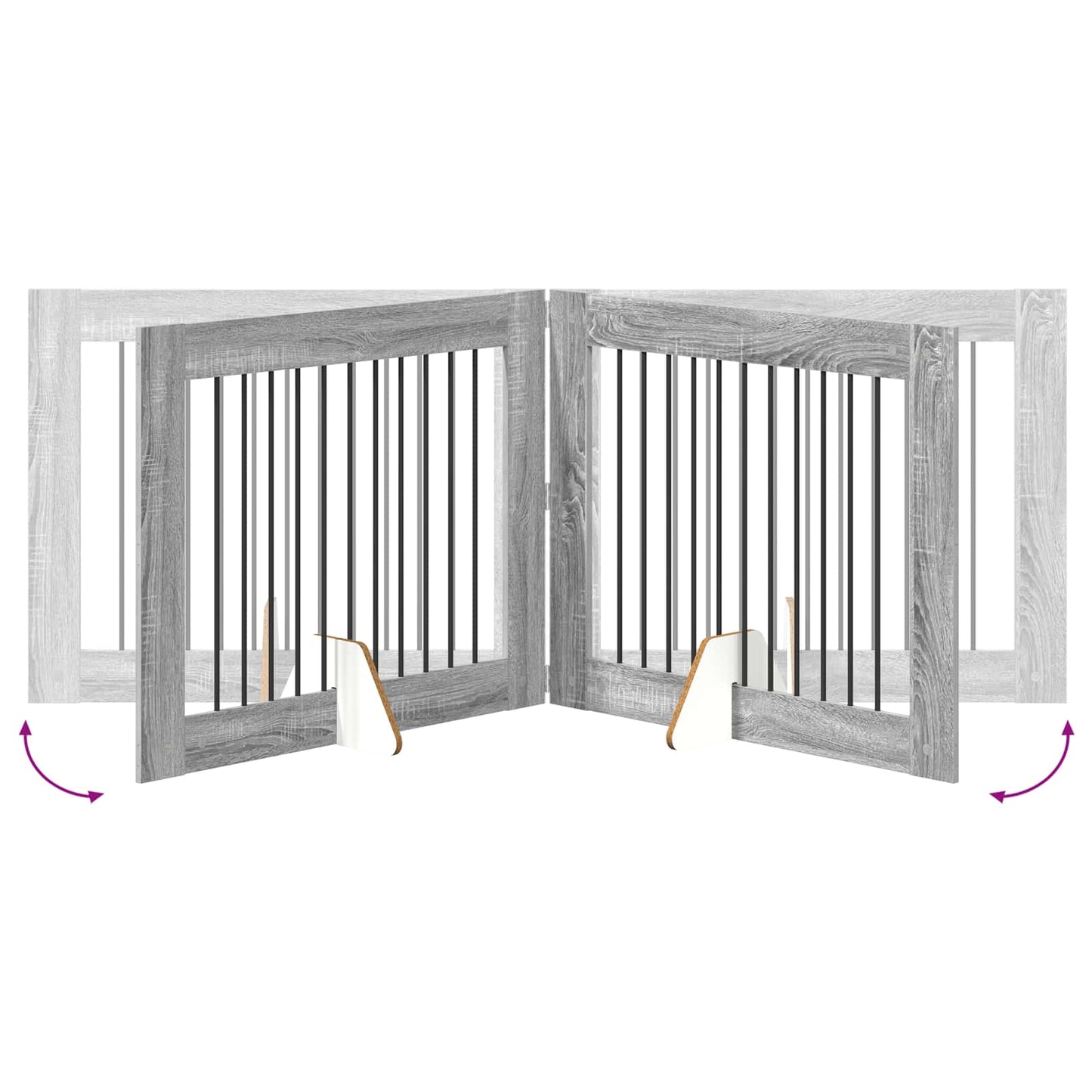Foldable Dog Gate with Stands 4 pcs Grey Sonoma 401 cm