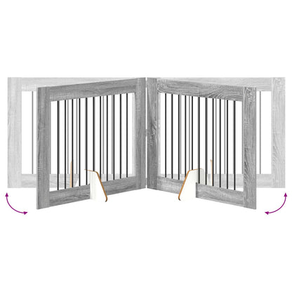 Foldable Dog Gate with Stands 4 pcs Grey Sonoma 401 cm