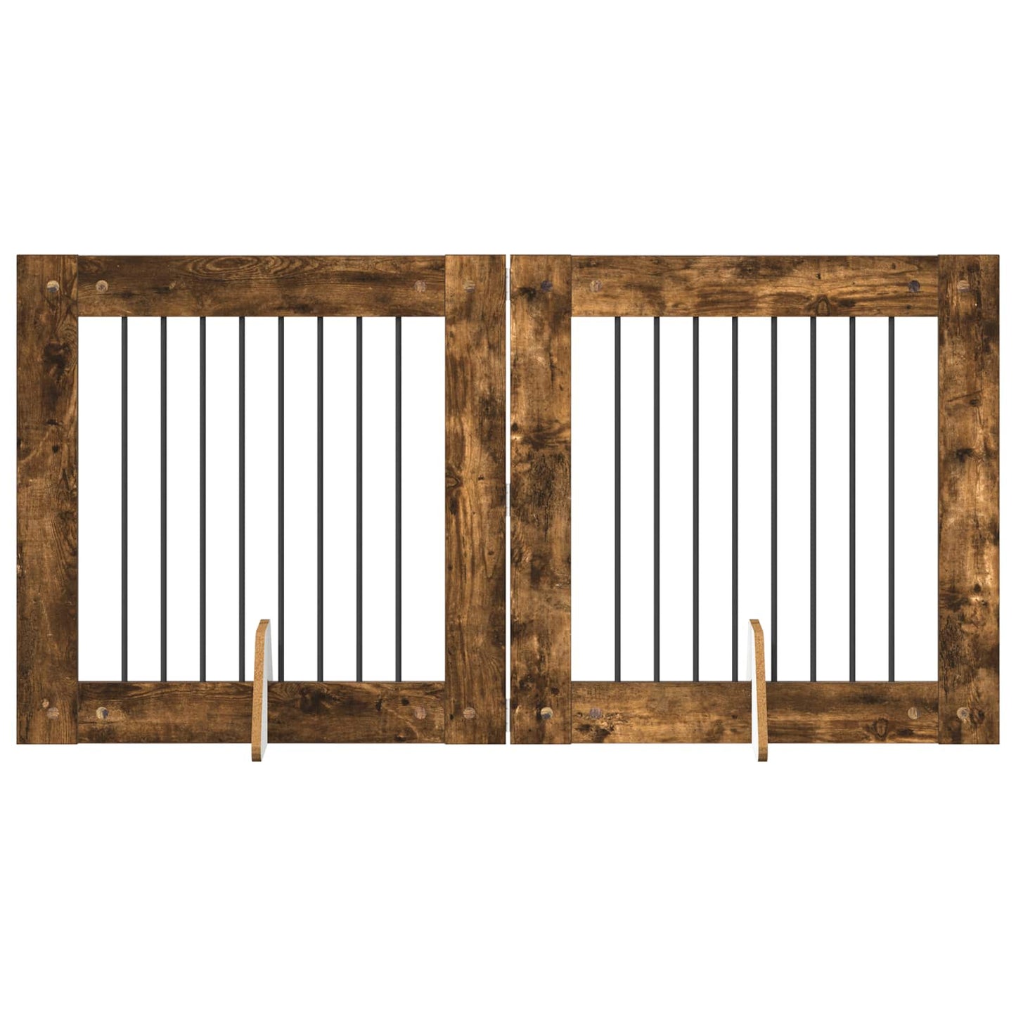 Foldable Dog Gate with Stands 2 pcs Smoked Oak 160.5 cm