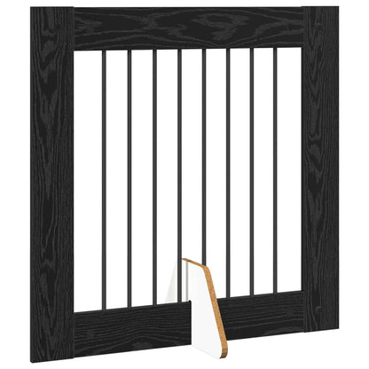 Foldable Dog Gate with Stands 4 pcs Black Oak 321 cm
