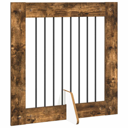 Foldable Dog Gate with Stands 4 pcs Smoked Oak 321 cm
