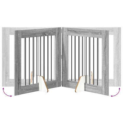 Foldable Dog Gate with Stands 4 pcs Grey Sonoma 321 cm