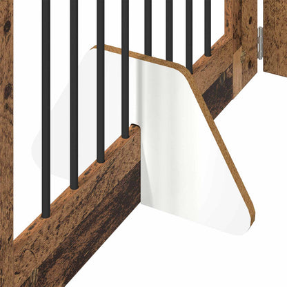 Foldable Dog Gate with Stands 4 pcs Old Wood 321 cm