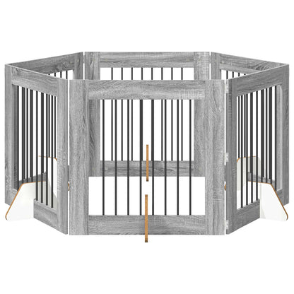Foldable Dog Gate with Stands 6 pcs Grey Sonoma 482 cm