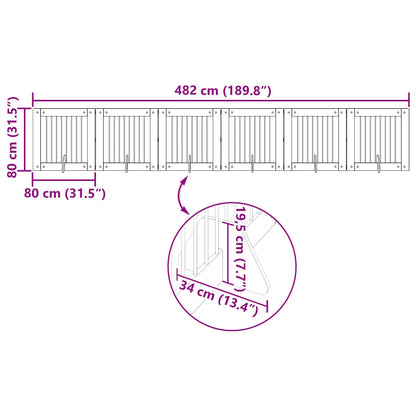 Foldable Dog Gate with Stands 6 pcs Grey Sonoma 482 cm