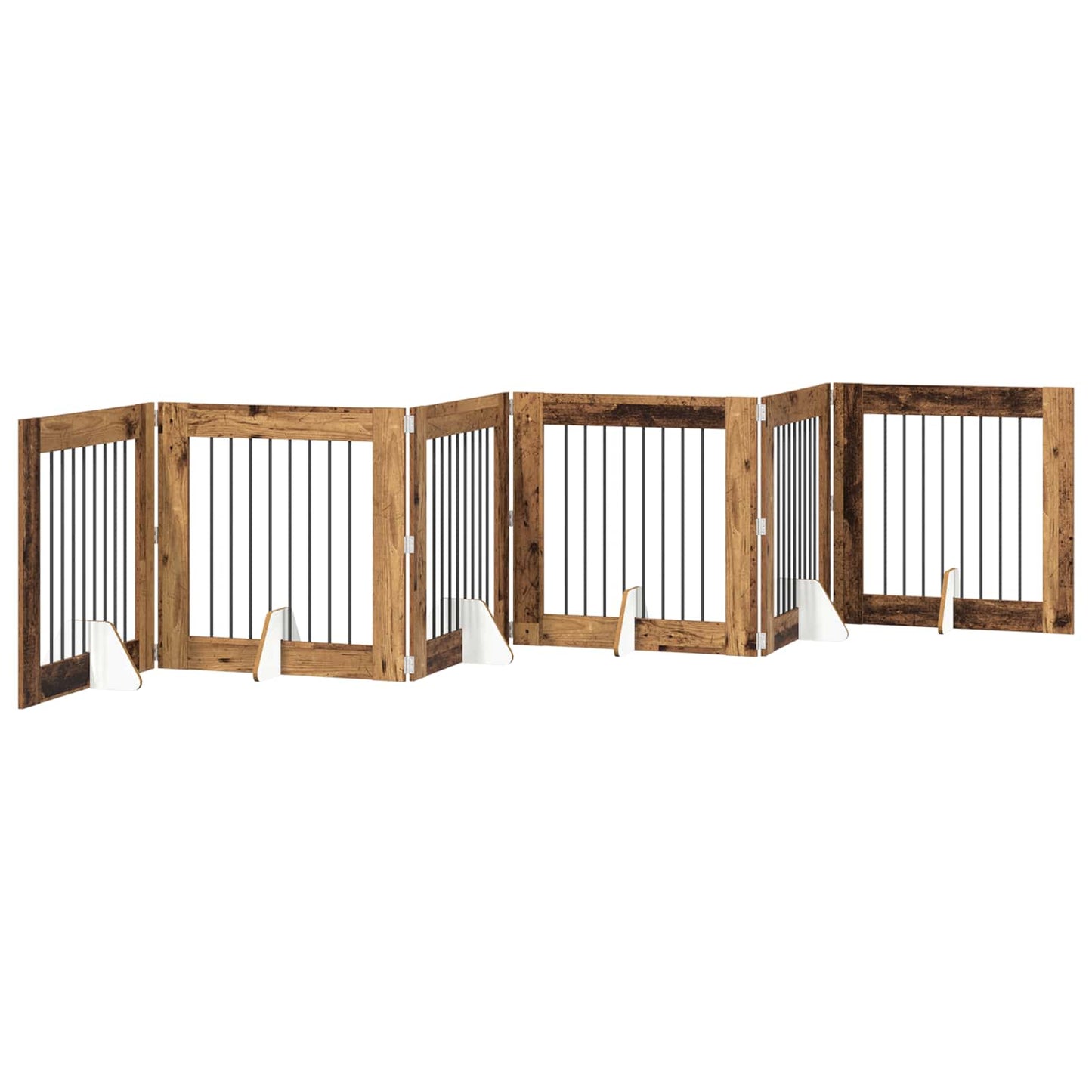 Foldable Dog Gate with Stands 6 pcs Old Wood 482 cm
