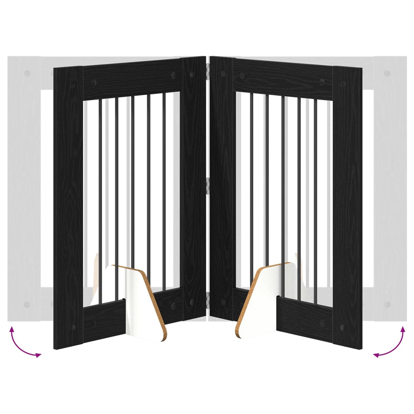 Foldable Dog Gate with Stands 4 pcs Black Oak 241 cm