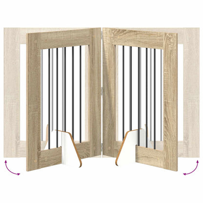 Foldable Dog Gate with Stands 4 pcs Sonoma Oak 241 cm