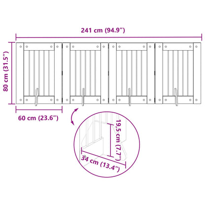 Foldable Dog Gate with Stands 4 pcs Smoked Oak 241 cm