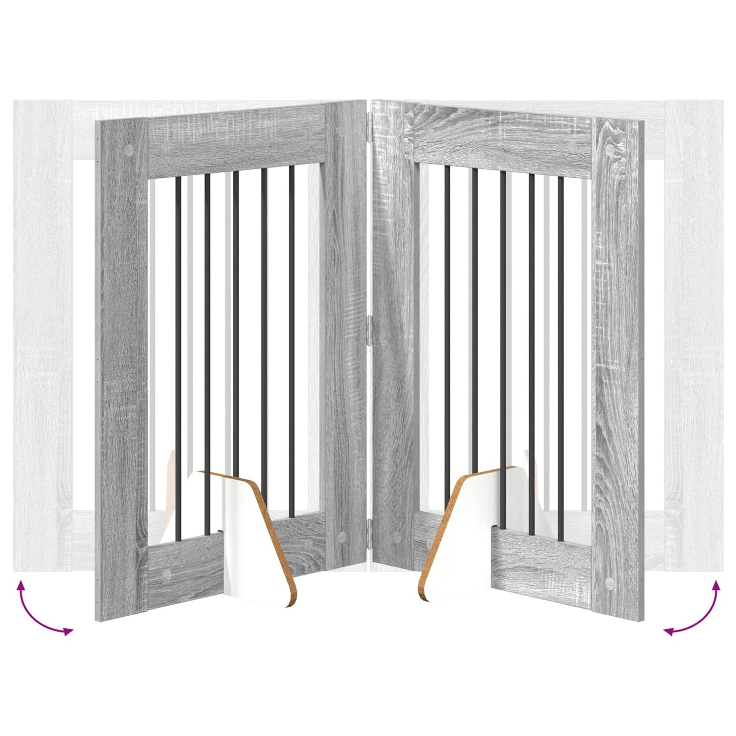 Foldable Dog Gate with Stands 4 pcs Grey Sonoma 241 cm