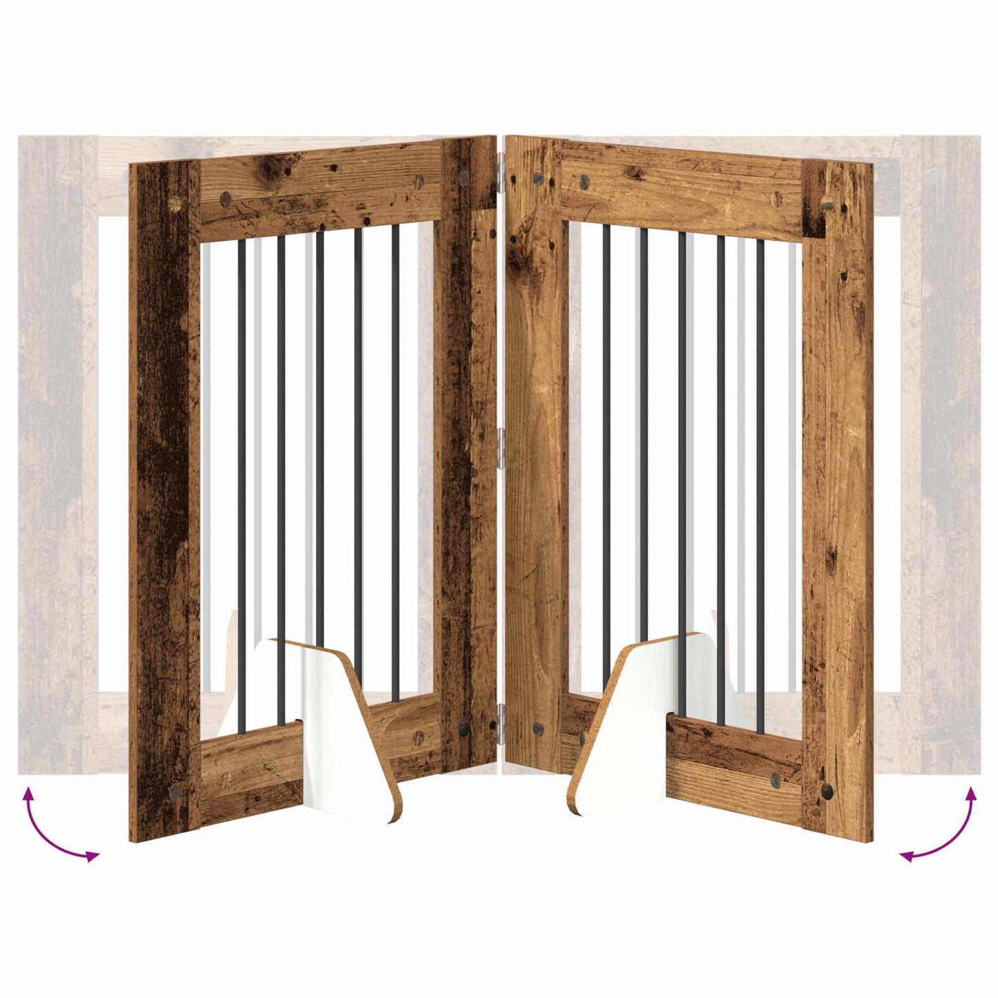 Foldable Dog Gate with Stands 4 pcs Old Wood 241 cm