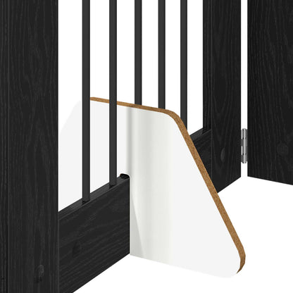 Foldable Dog Gate with Stands 6 pcs Black Oak 362 cm