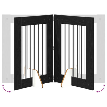 Foldable Dog Gate with Stands 6 pcs Black Oak 362 cm