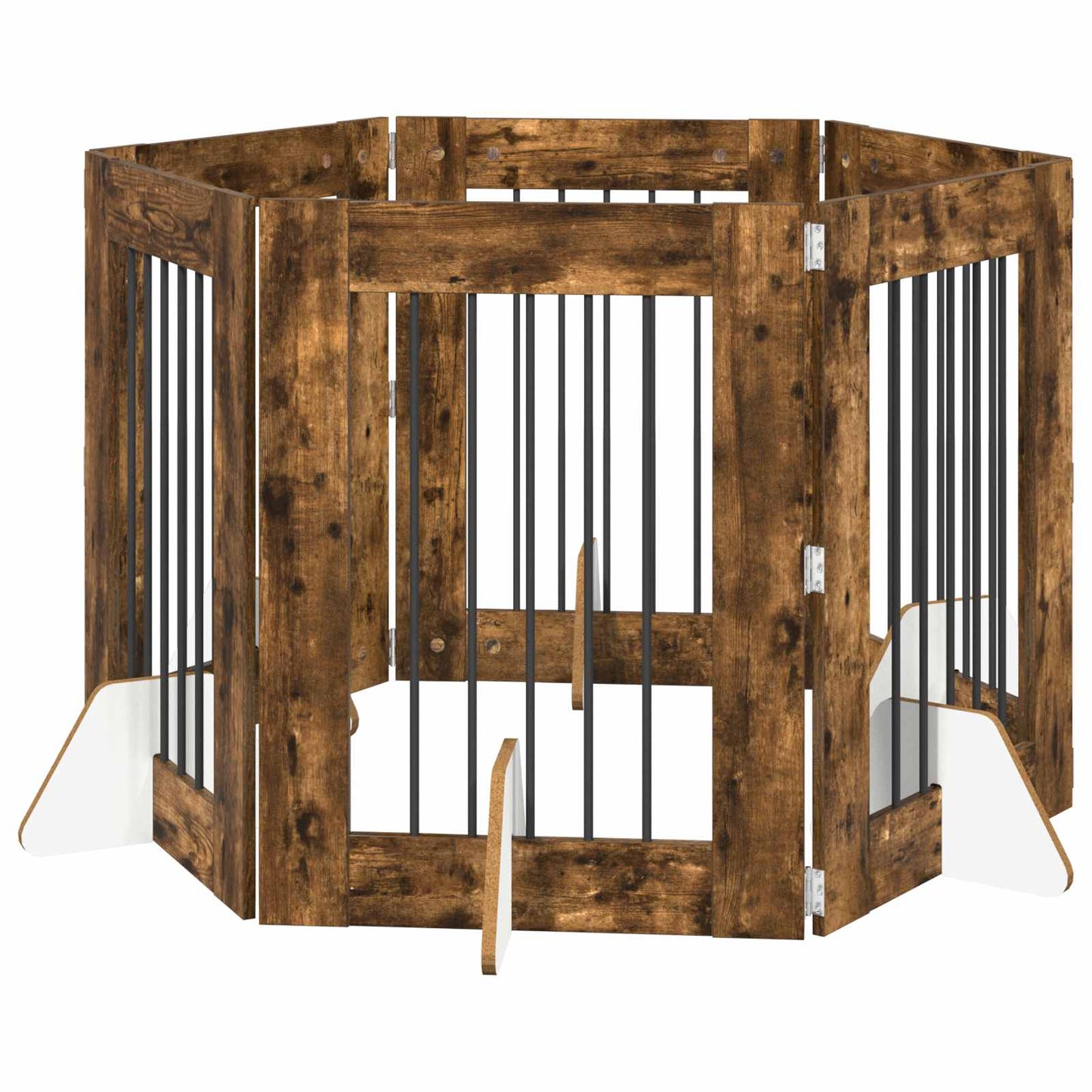 Foldable Dog Gate with Stands 6 pcs Smoked Oak 362 cm
