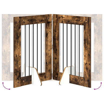 Foldable Dog Gate with Stands 6 pcs Smoked Oak 362 cm
