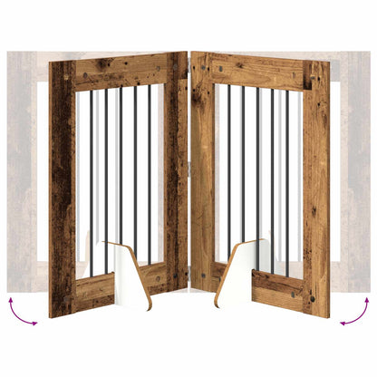 Foldable Dog Gate with Stands 6 pcs Old Wood 362 cm