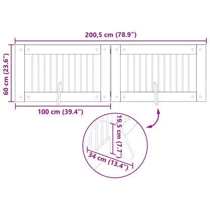 Foldable Dog Gate with Stands 2 pcs Black Oak 200.5 cm