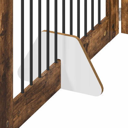 Foldable Dog Gate with Stands 2 pcs Smoked Oak 200.5 cm