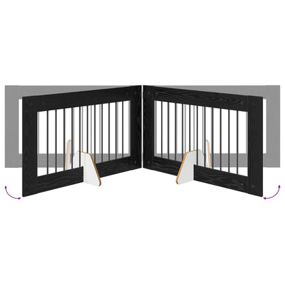 Foldable Dog Gate with Stands 4 pcs Black Oak 401 cm