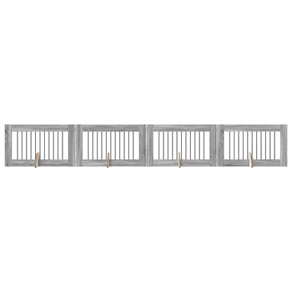 Foldable Dog Gate with Stands 4 pcs Grey Sonoma 401 cm