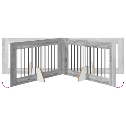 Foldable Dog Gate with Stands 4 pcs Grey Sonoma 401 cm