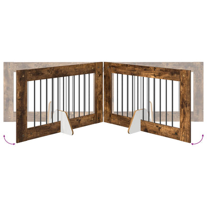 Foldable Dog Gate with Stands 6 pcs Smoked Oak 602 cm