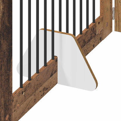 Foldable Dog Gate with Stands 6 pcs Old Wood 602 cm