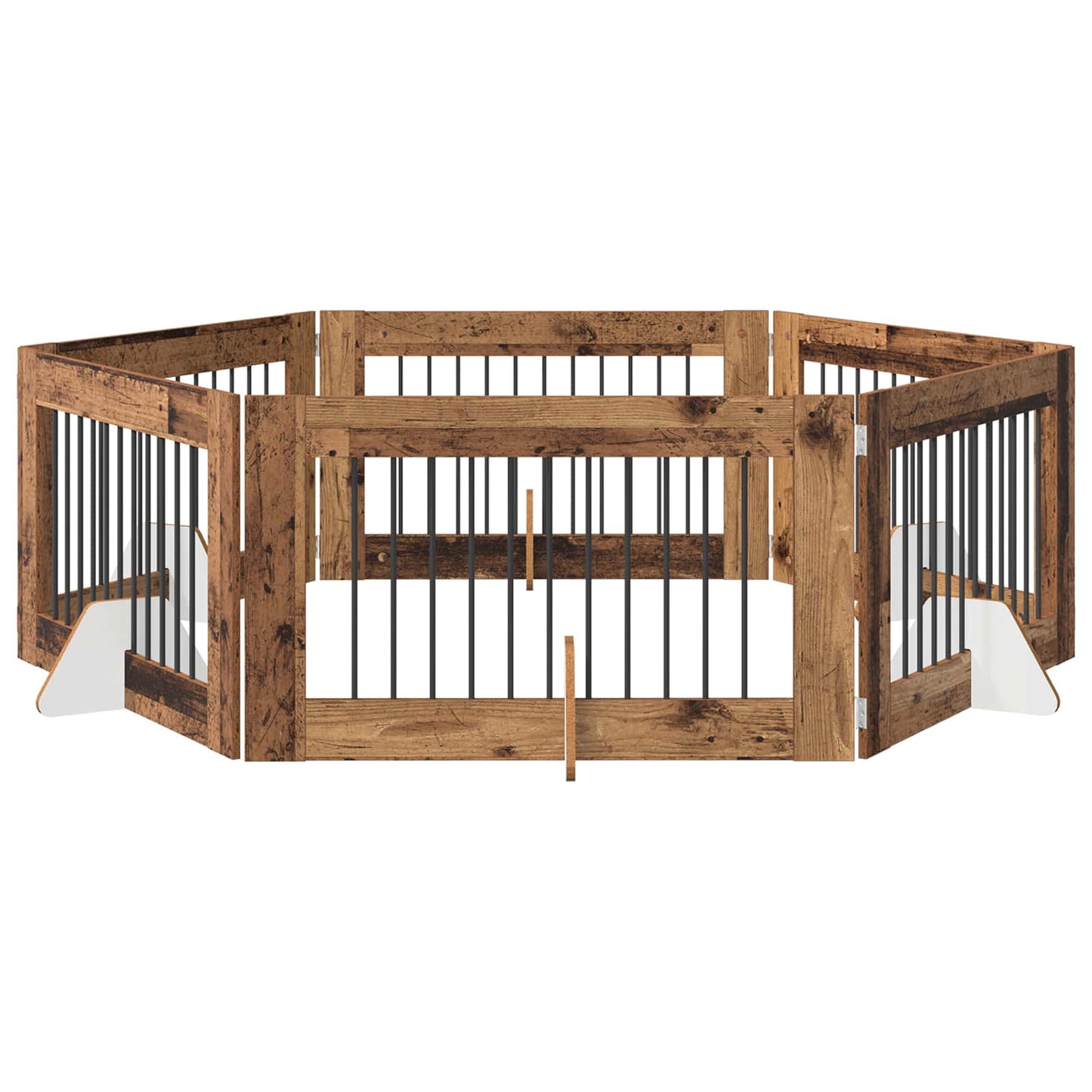 Foldable Dog Gate with Stands 6 pcs Old Wood 602 cm