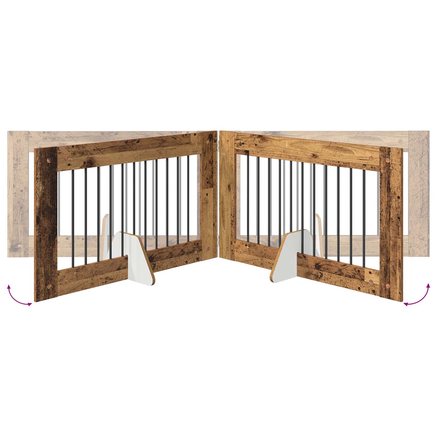 Foldable Dog Gate with Stands 6 pcs Old Wood 602 cm