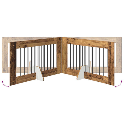 Foldable Dog Gate with Stands 6 pcs Old Wood 602 cm