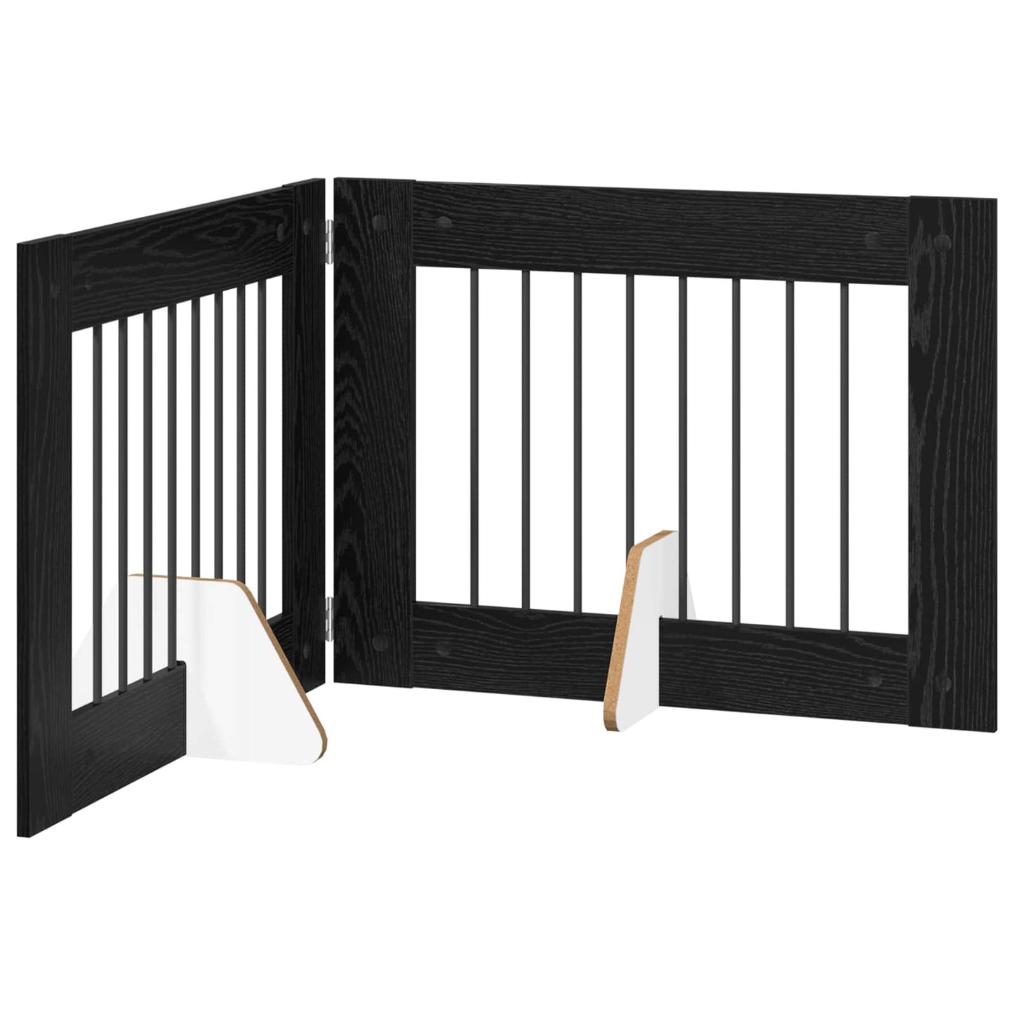 Foldable Dog Gate with Stands 2 pcs Black Oak 160.5 cm