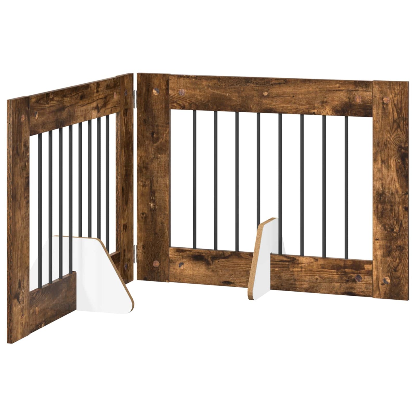 Foldable Dog Gate with Stands 2 pcs Smoked Oak 160.5 cm