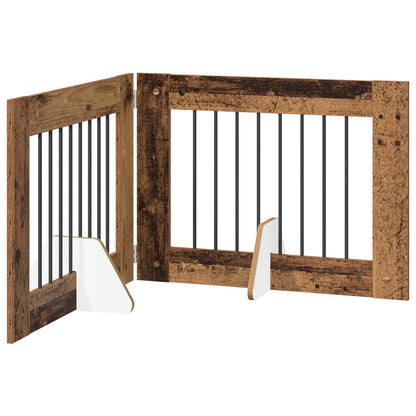 Foldable Dog Gate with Stands 2 pcs Old Wood 160.5 cm