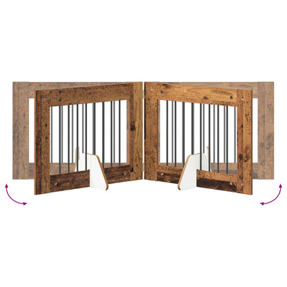 Foldable Dog Gate with Stands 2 pcs Old Wood 160.5 cm