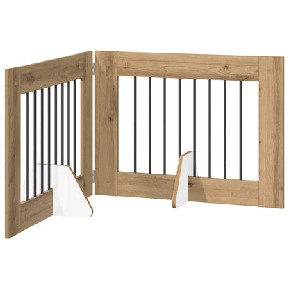 Foldable Dog Gate with Stands 2 pcs Artisan Oak 160.5 cm