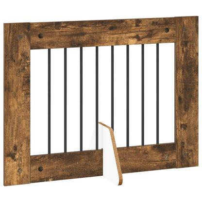 Foldable Dog Gate with Stands 4 pcs Smoked Oak 321 cm