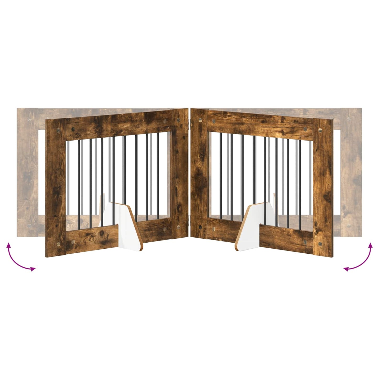 Foldable Dog Gate with Stands 4 pcs Smoked Oak 321 cm