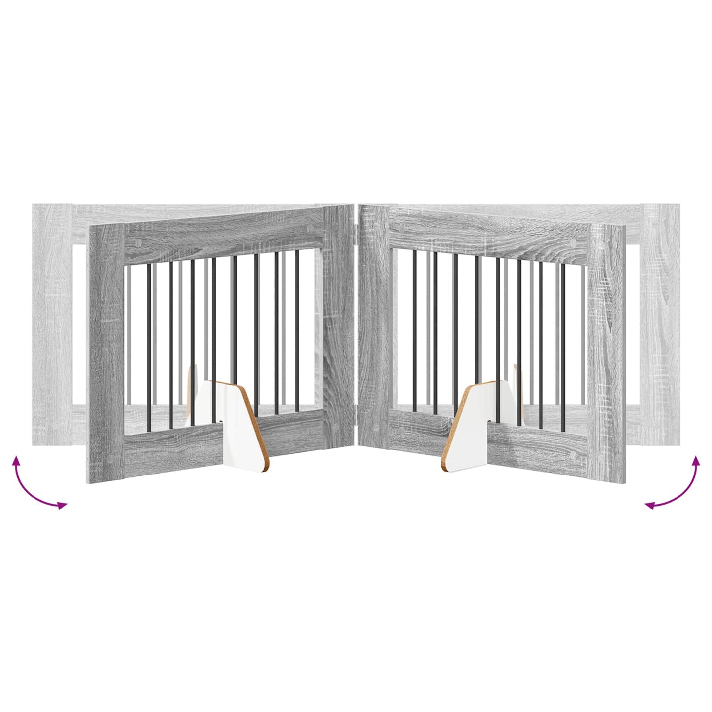 Foldable Dog Gate with Stands 4 pcs Grey Sonoma 321 cm