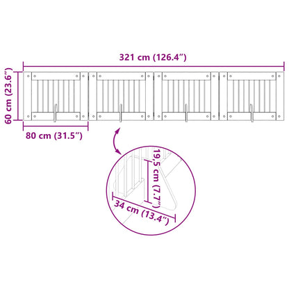 Foldable Dog Gate with Stands 4 pcs Old Wood 321 cm